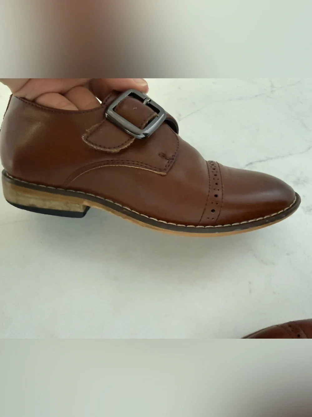Stacy Adams Brown Dress shoes Single Monk Strap Oxfords Boys size 11